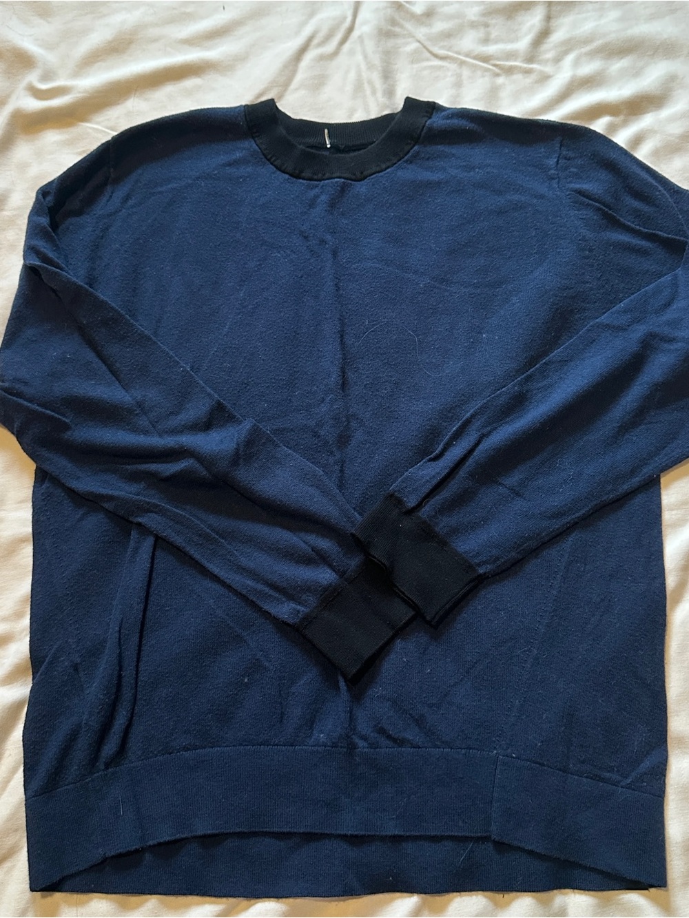 lululemon athletica Navy Cashmere Crewneck Sweater with Black Trim